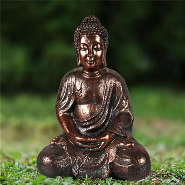 16.1inch Zen Buddha تمثال داخلي في الهواء الطلق لـ Yard Garden Patio Deck Decor