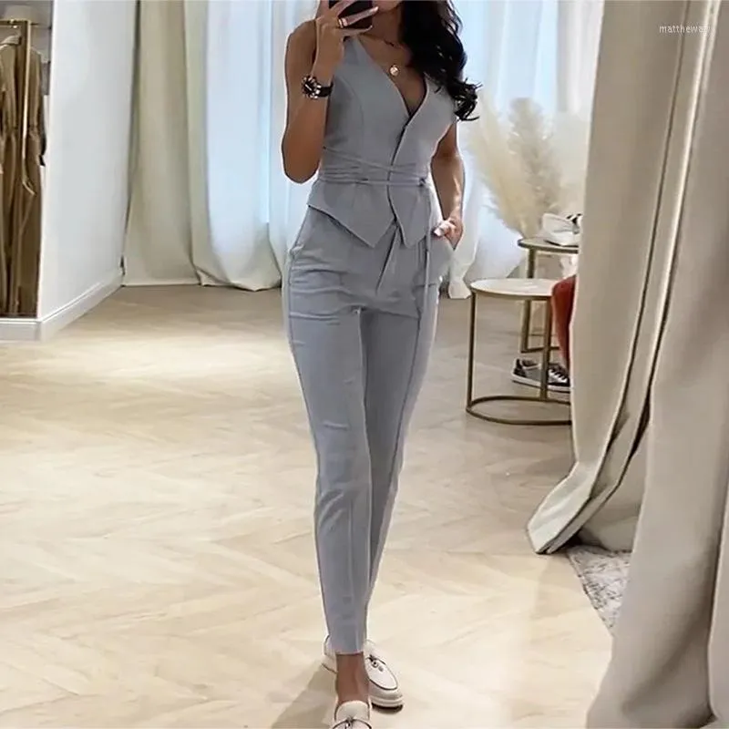 Women's Two Piece Pants Women's Suit 2023 Fashionable Style Vest