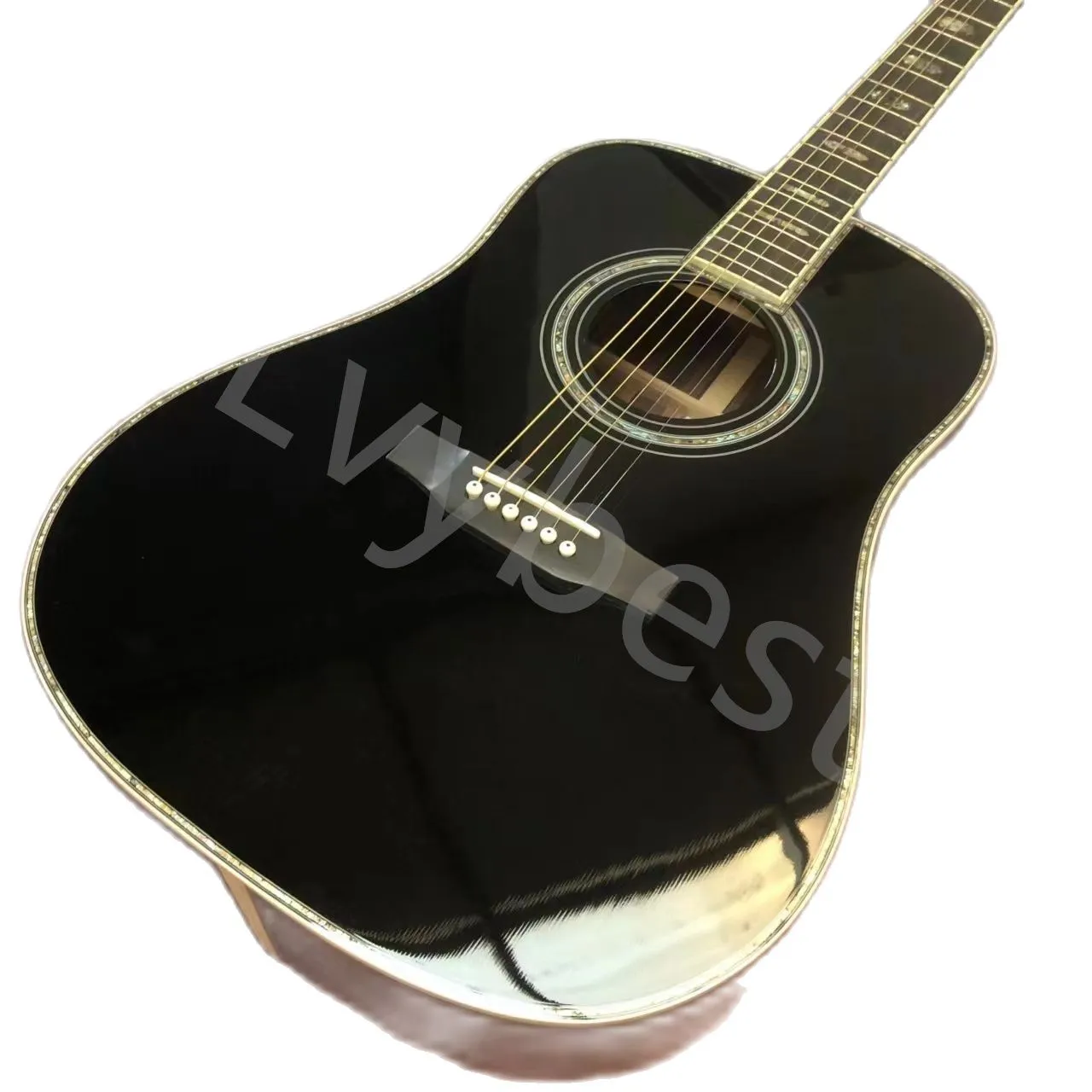 LvyBest 41 "D45 Плесень BK Color Color Trow Wood Face Feek Abalone Black Acoustic Acoustic Guitar