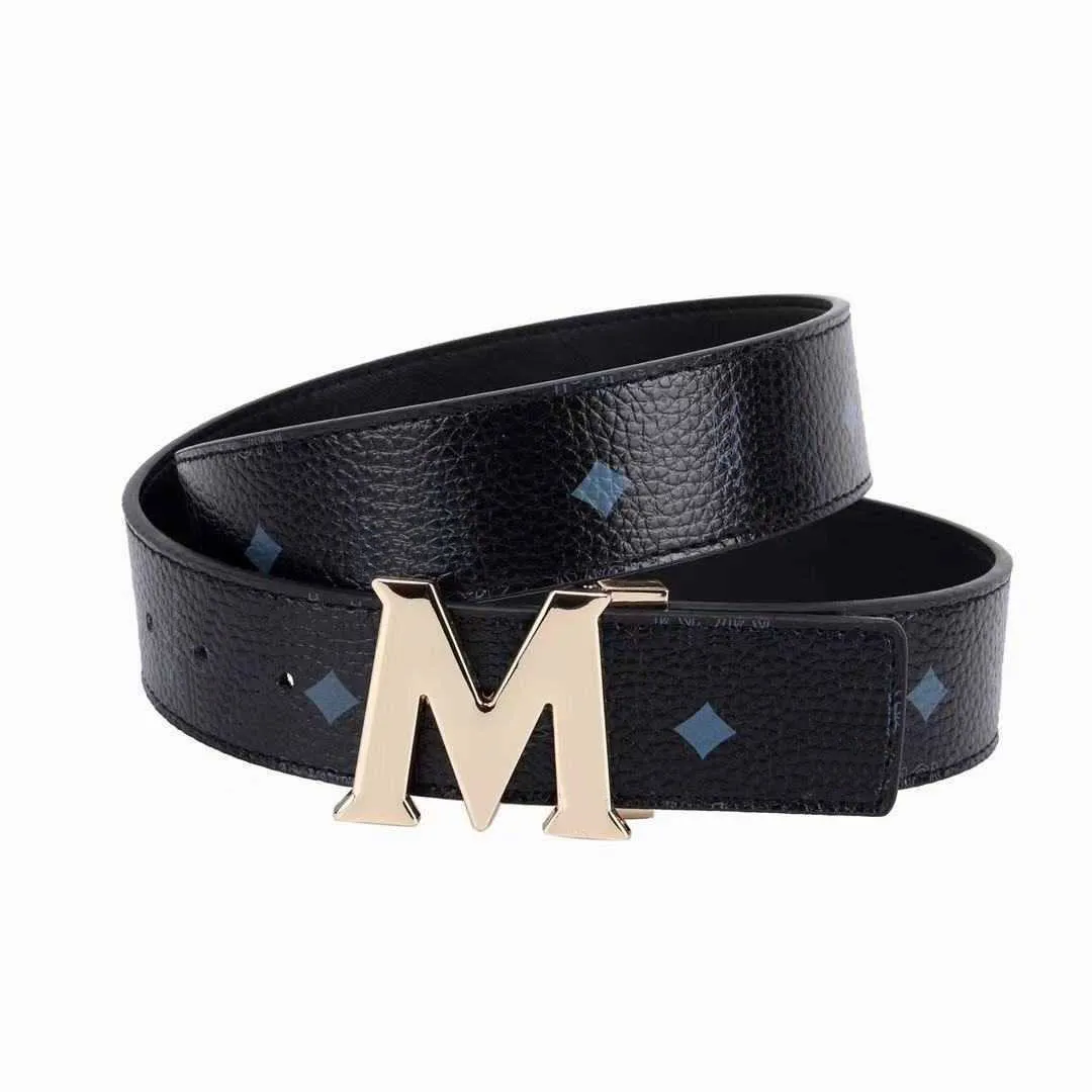 Ceinture pour hommes en cuir authentique avec lettre m boucle noir blanc rouge bleu jaune 2024 style mode