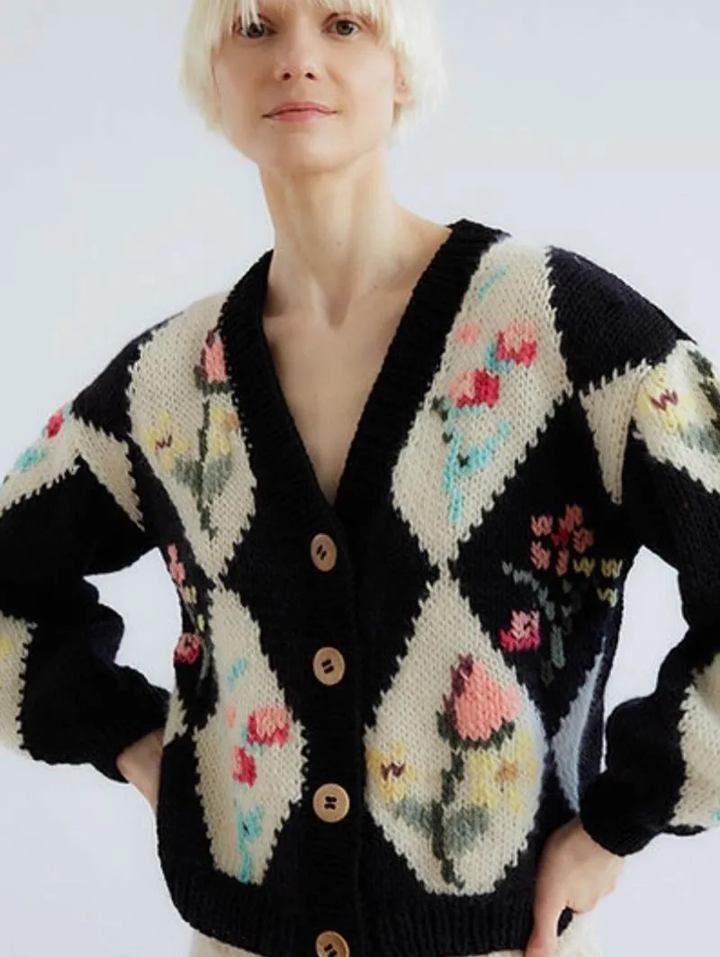 Damesbreien T Tees Tach Uruguay Street Style Crochet Wool Gebreide vest geknipt Plaid Jumper Jacket 2023 Brand Spring Sweater