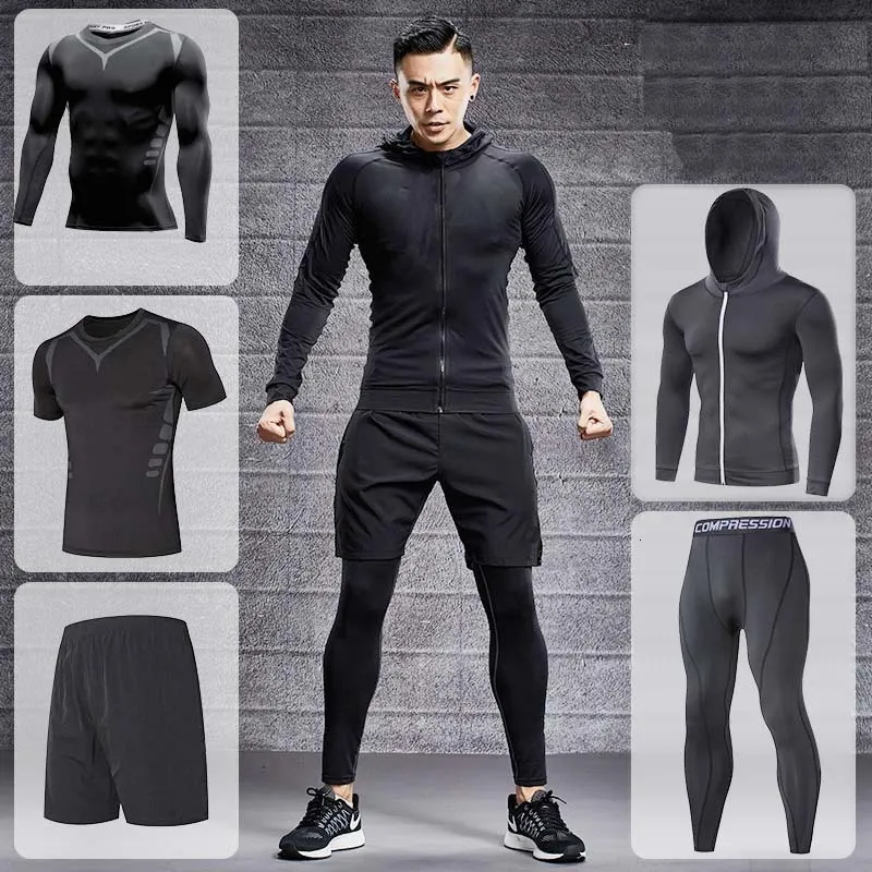 Conjuntos Para Correr Chandal Para Correr Para Hombre Conjunto De Ropa Deportiva Para Entrenamiento Mallas De Compresion Ropa Deportiva Pantalones De Chandal Ajustados Para Gimnasio Protector Contra E...
