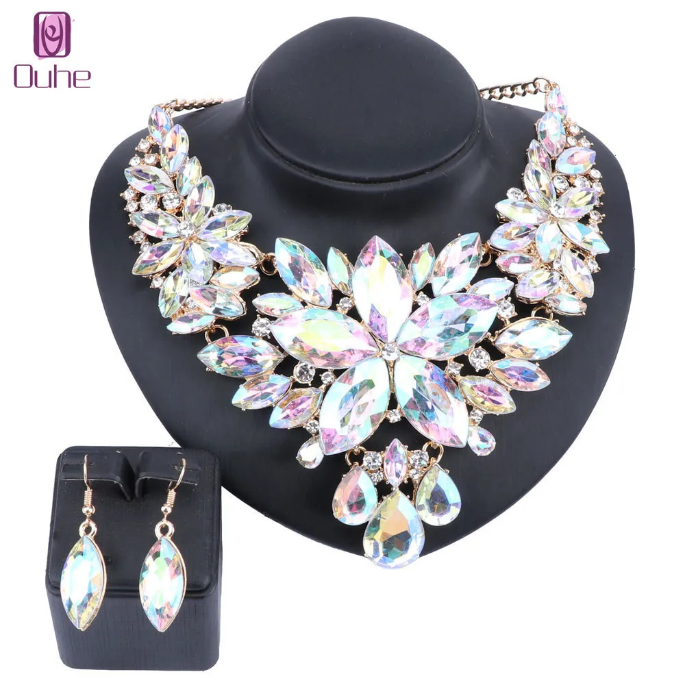 Ensemble Collier Choker & Boucles D'Oreilles En Cristal - Style Chic Mariage/fête