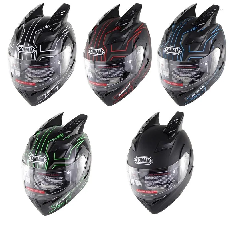 Casques de moto Dot Double visière Casque intégral Capacetes de moto Moto Cascoes avec klaxon