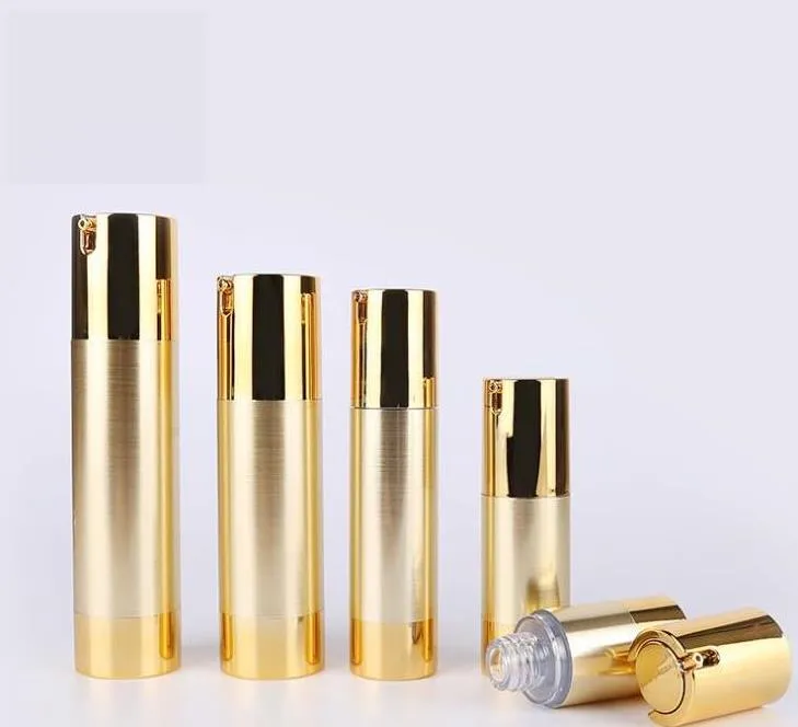 15ml 30ml 50ml 80ml 100ml Airless plastic pump bottle hot stamp gold cream container essential oil sub-bottle SN4151