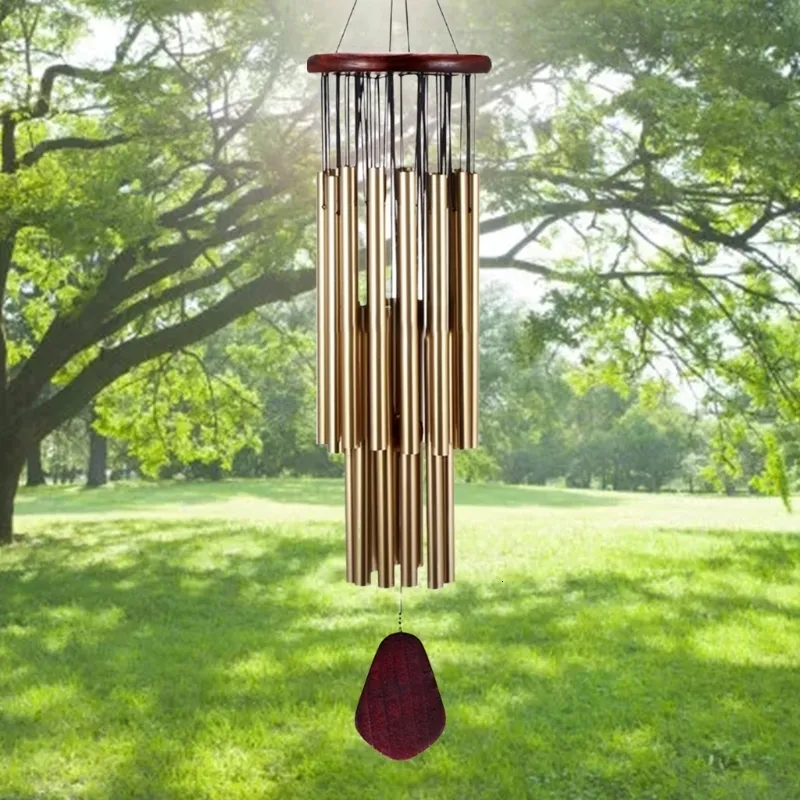 Decorative Objects Figurines Handmade 27 Tubes Wind Chimes for Outside Decoration Tuned Hummingbird Wind Chime Soothing Melodic Deep Tones Outdoor Decor 230508