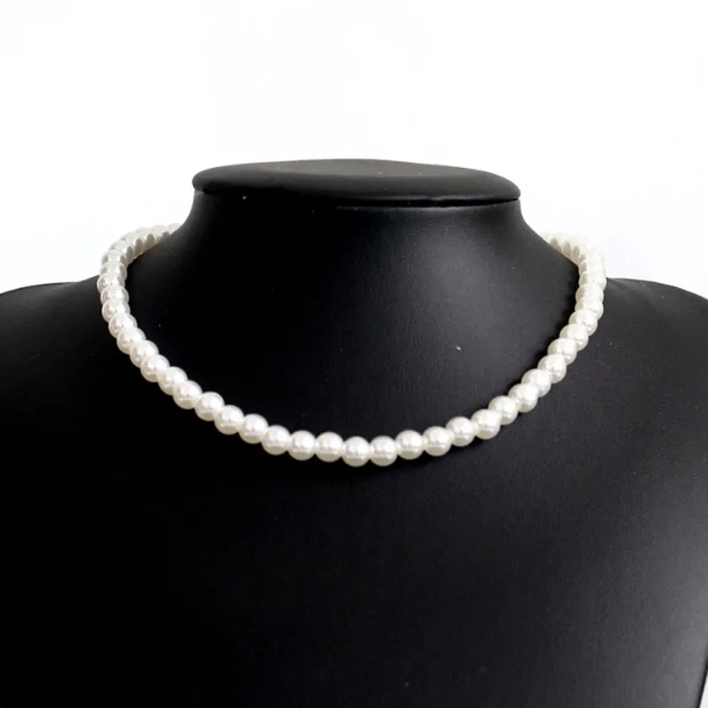 4mm 6mm 8mm 10mm Pearl Beaded Chokers Necklaces Jewelry For Women Girl Party Club Wedding Fashion Accessories