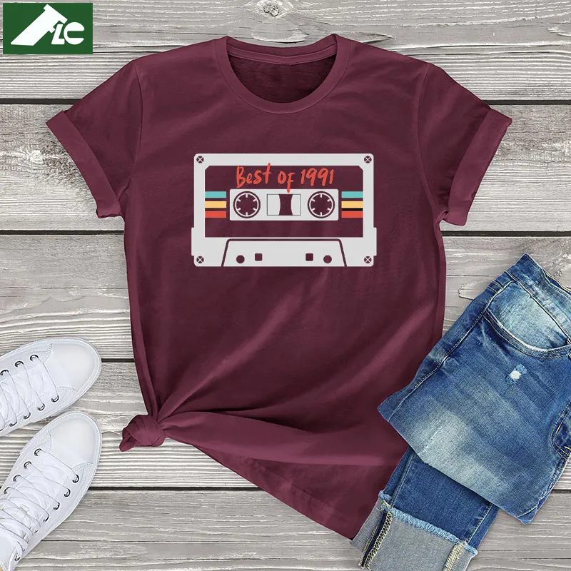 Kvinnors t-shirt 1991 T-skjorta Kvinnor män kläder roliga 30th födelsedagspresent unisex kort ärm tee skjorta fantastisk 30th födelsedag flickor toppar 230508