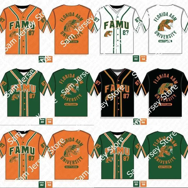 Maglie da baseball Florida University FAMU Maglia da baseball Uomo Donna Gioventù Maglie da baseball personalizzate Qualsiasi nome e numero Doppia cucitura