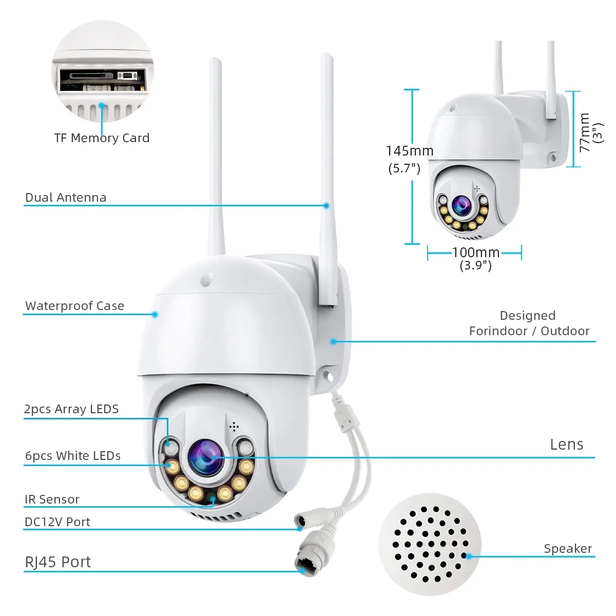 security protection camara vigilancia wifi iptv camara de vigilancia y ver  por el móvil iptv eCámara de seguridad IP con doble lente, videocámara de