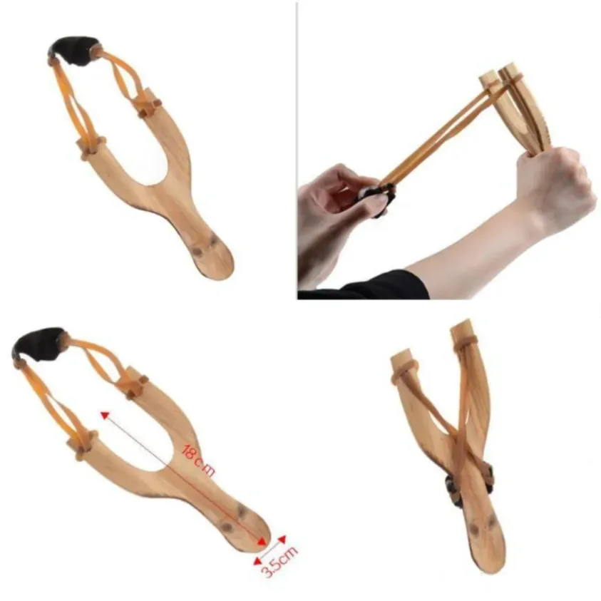Funny Toys Material de madeira Slingshot Rubber String Divertido crianças tradicionais ao ar livre Catapulta