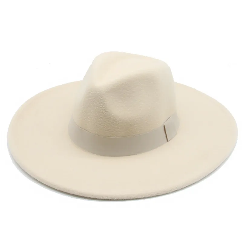 Breda breim hattar hink hattar fedora hattar för kvinnor 9,5 cm breda grimklänning män kepsar filt hatt panama kyrka bröllop band band män hatt sombreros de mujer 230506