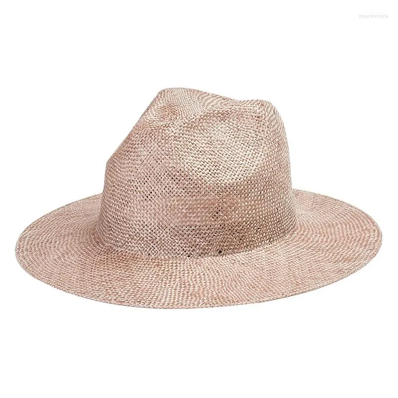 Шляпы с широкими краями узкие для женщин Sisal Jazz Sun Hat Мода летнее головное уборы.