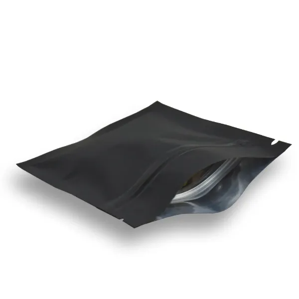 8*12cm Reclosable Matte Black Mylar Foil Bag Resealable Zip Lock Aluminum Foil Food Grade Package Bags with Tear Notch Wholesale