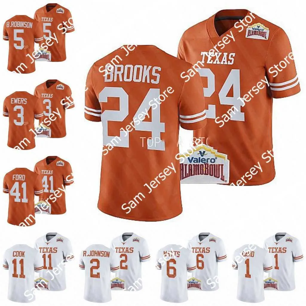 Ricky Williams Texas Longhorns College voetbalshirt Alamo Bowl Jonathon Brooks Bijan Robinson Xavier Worthy Roschon Johnson Anthony Cook Hudson Card Jerseys