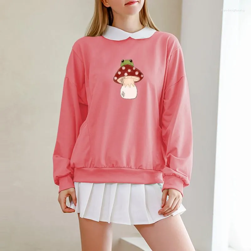 Sweat à capuche femme dessin animé sweat à capuche Vintage épais pull sweat haut surdimensionné rabattre à capuche grenouille vêtements esthétique poche Patchwork