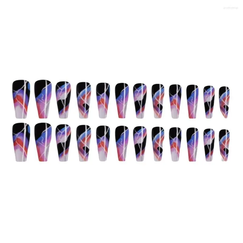 False Nails 1/2/3 Coffin Fake Nail Glossy Scratch Resistant Artificial Press-on Fingernails Strong Viscosity Manicure Stickers For Type 31