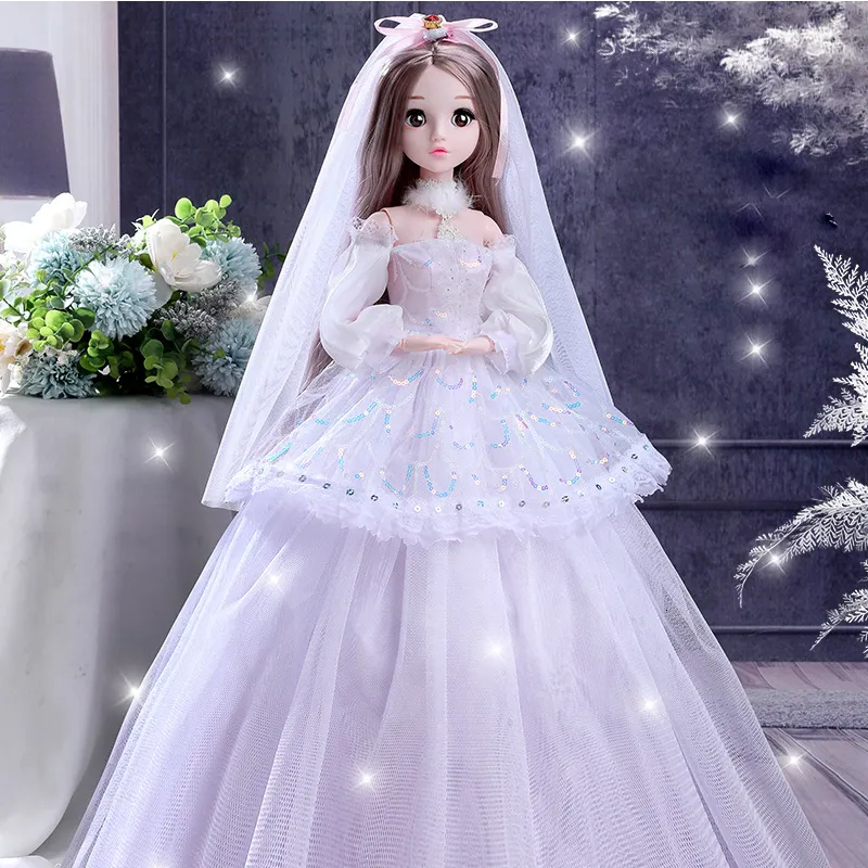 Dolls 1/3 BJD Doll Clothes Fullset 60cm Princess Doll Winking Eyes Wedding Dress Long Skirt Shoes Ball Jointed Doll Toy for Girls 230508