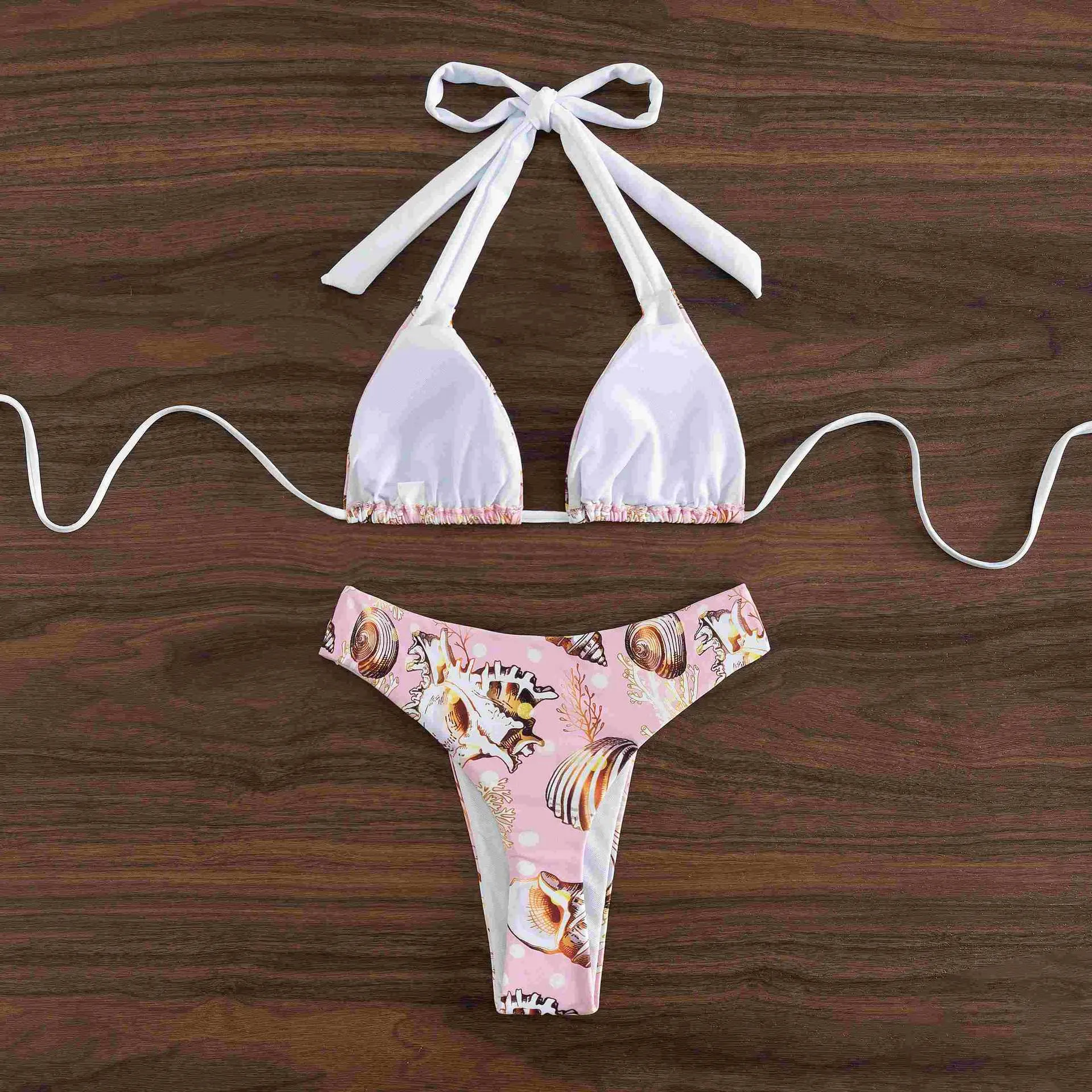 Print Bikini Set Bandage Swimwear Women Swimsuit Brazilian Bikinis 2023 Bathing Suit Triangle Beachwear High Cut Biquini