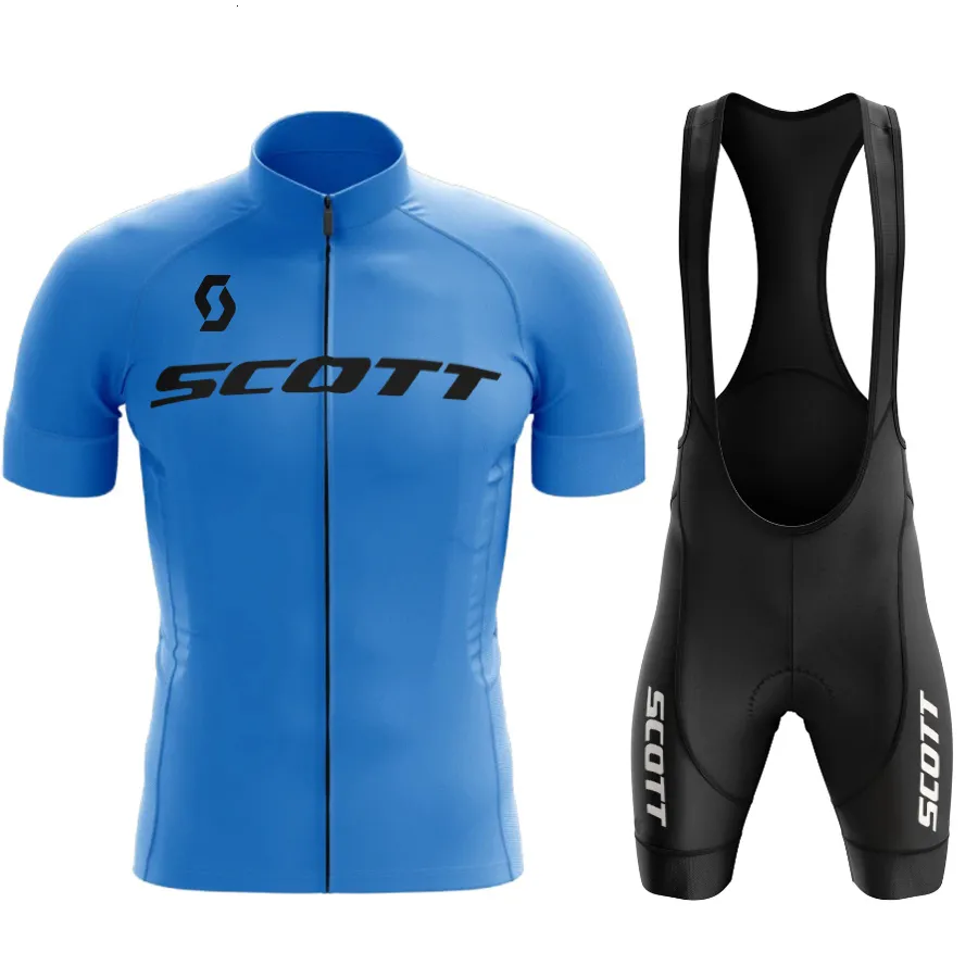 Wielertrui Sets Scott Fietsen Set MTB Heren Maillot Zomer Cyclus T-shirt Bib Shorts Pak Triathlon Mountainbike Kleding 230508