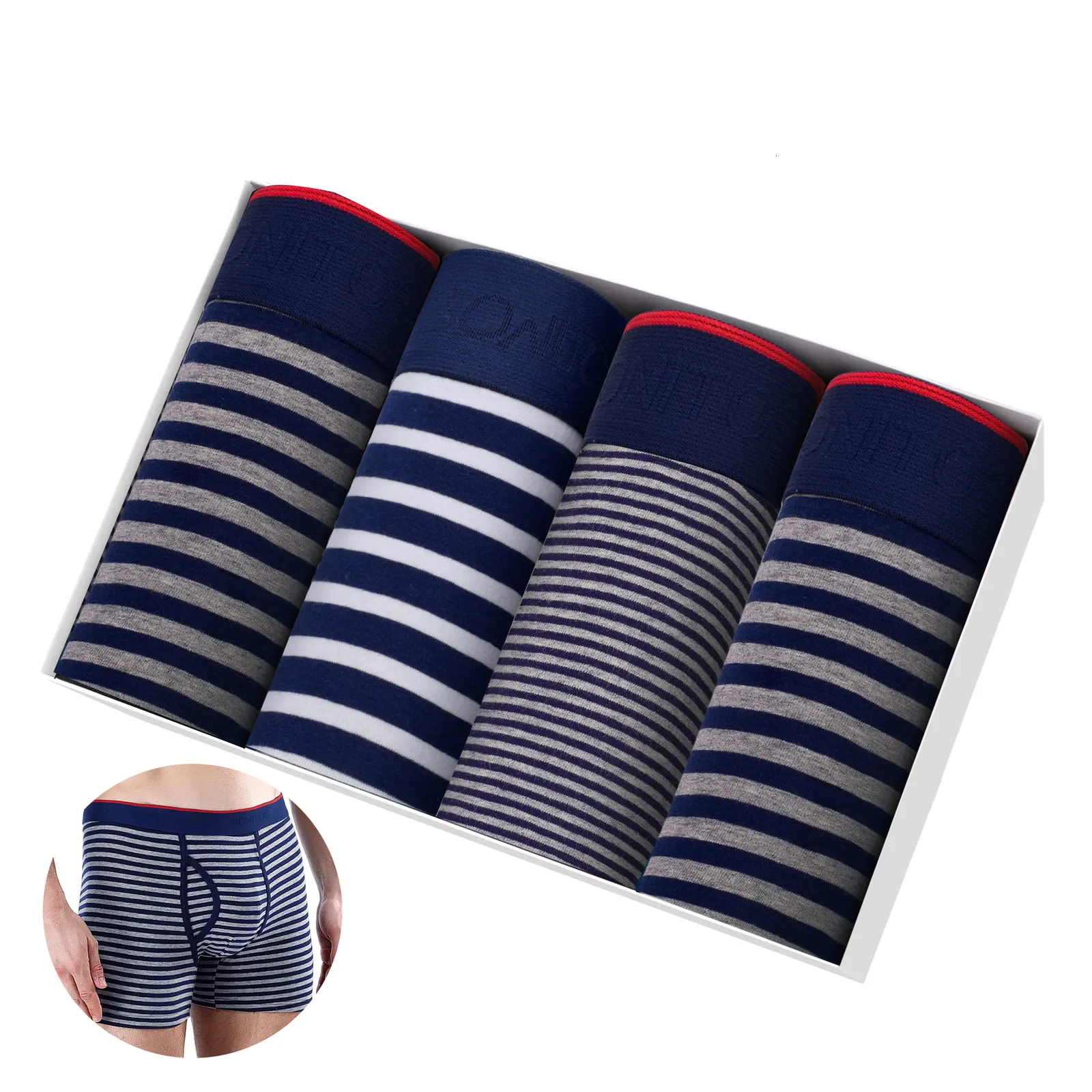 MUITAS PONTAS 4PCS Imprima calcinha masculina com buraco de algodão sexy para boxers de roupas íntimas masculinas lotes de porte de lote de shorts masculinos calecon 230508