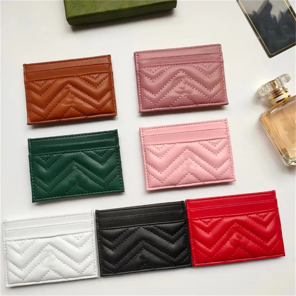 Designer Credit Card Women Wallet Bank Cards Holder Water Ripple Leather Wallets Womens and Mens Money Simple Business Holders Men for Box