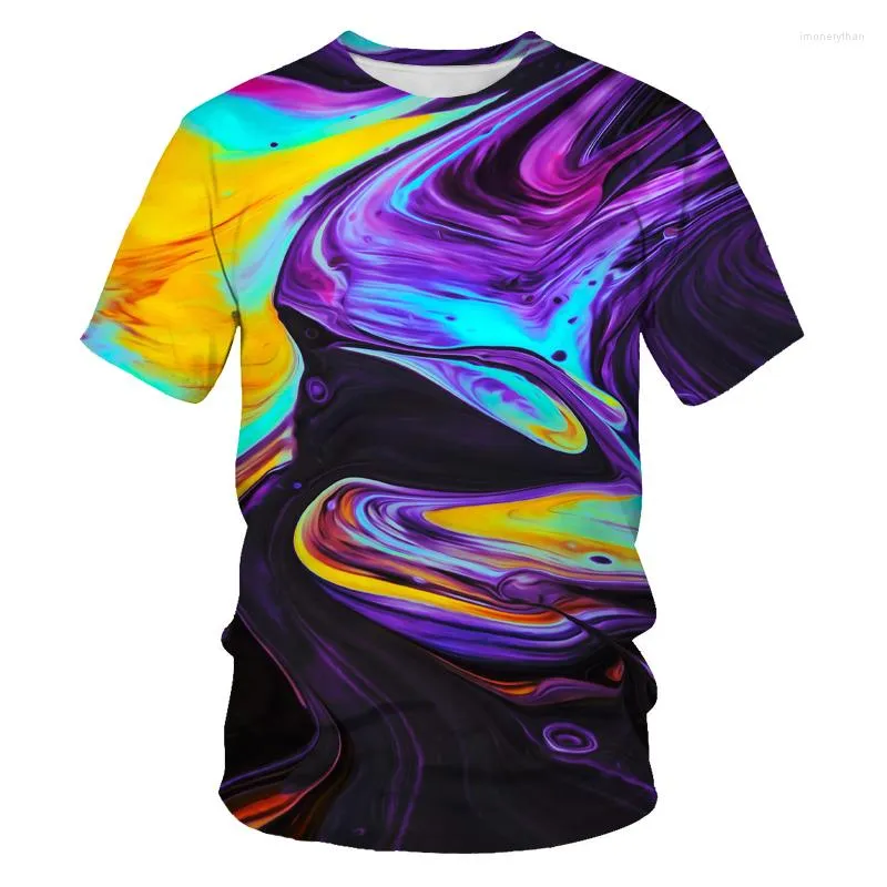 Camisetas masculinas de verão masculino 3dt camisa cenário de tinta Flor de alta qualidade Impressão digital Casual e confortável Camiseta de manga curta