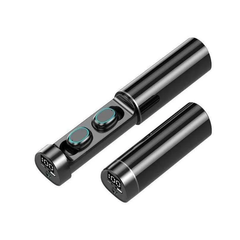 New private model N21 wireless cylindrical mini sports in ear Bluetooth headset twsled display