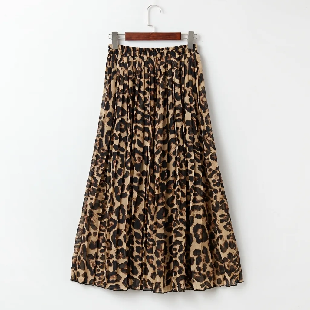 Save Big on Bulk Leopard Print Pleated Chiffon Maxi Skirt For Women  Bohemian Vintage Style High Waist Beach Skirt Best Deals on DHgate