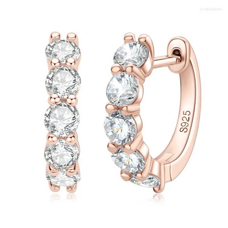 Çember Küpeler Iogou 3.5mm D Renk Moissanite Hoops Küpe Gerçek 925 Gümüş Güllü Altın Kaplama Huggie Kadınlar için Kız Güzel Takı