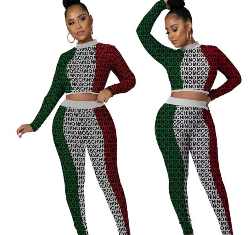 Full Letter Tracksuits Blouses Pants Women Elastic Waist Suit Sets Seasons Luxury Lady Two Pieces Set