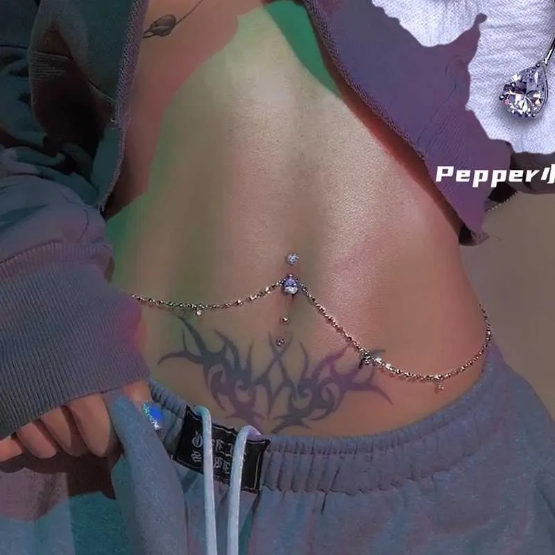 Belly button ring with on sale chain around waist