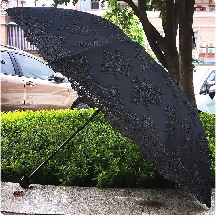 Parapluie Parasol Dentelle Florale - Imperméable Et Anti-UV - Pliable - Neuf Avec Étiquette