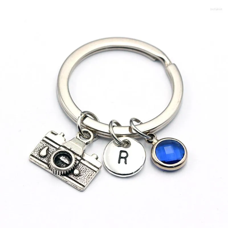 Keychains Digital Camera Charm Pendant Keyring Birthstone A To Z Letters Key Chain Sister & Mom Gift