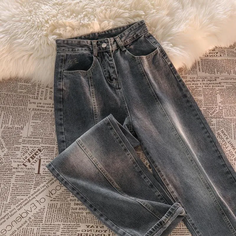 Jeans da donna Pantaloni in denim stile coreano per donna Pantaloni larghi alla moda Y2k Fidanzato largo dritto Streetwear Autunno femminile casual