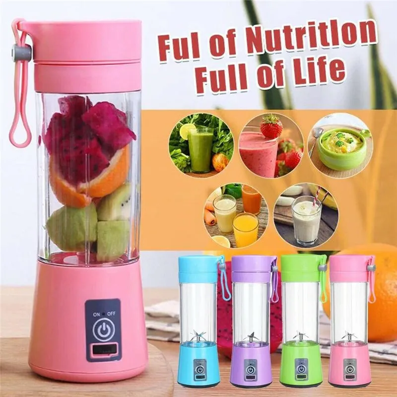 Mélangeur portable à 2, 4 ou 6 lames, presse-fruits électrique USB, presse-agrumes portatif, mélangeur de smoothie, agitateur, mini tasse de jus portable, eau