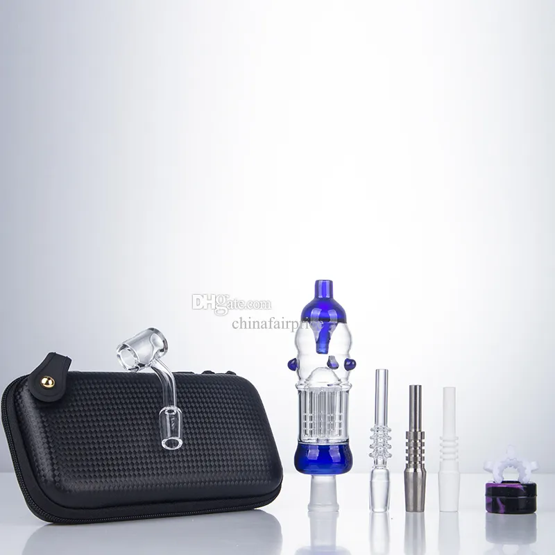 Chinafairprice CSYC NC021 Pipe à fumer Dab Rig Bong en verre anti-éclaboussures Sac Set Bras Arbre Perc OD 32mm Bubbler 14mm Pointe en céramique Quartz Banger Nail Silicon Jar Dabber Tool