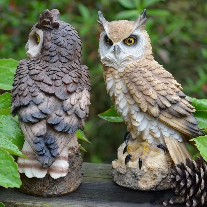 Decorative Objects Figurines Home Art Craft Cute Decoration Owl Shape Resin Desktop Lifelike Indoor Garden Figurine Ornament Outdoor Antibird Collection 230508