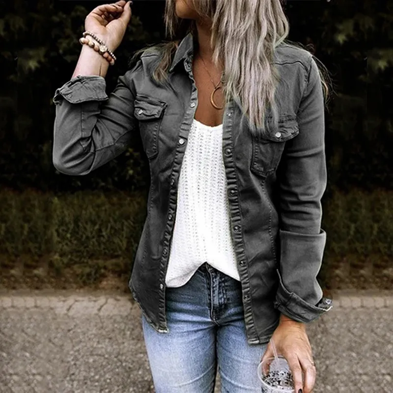 Veste en online jean noir courte