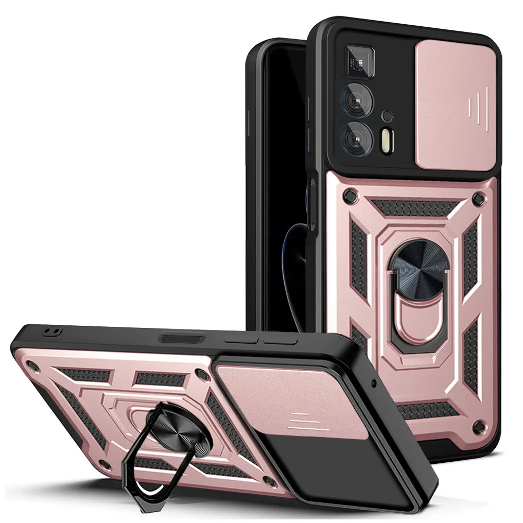 Telefonfodral för Motorola G Pure G Power Play Stylus G 5G 2023 med 360 ° Roterande kickstand ringbilmontering dubbelskikts glidlinsskyddsskydd