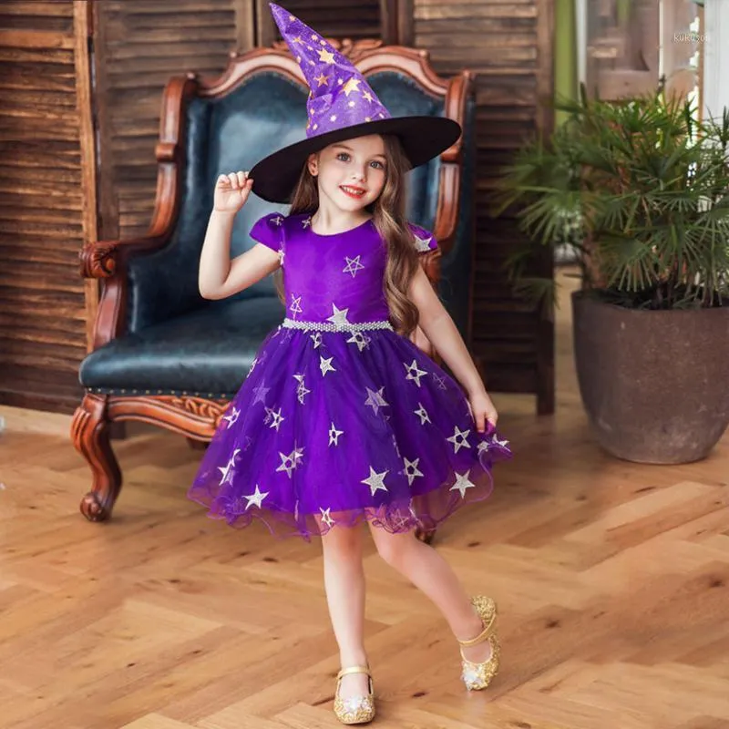 Robes de fille fille enfants filles robe chapeau de sorcière ensemble effectuer robe Halloween danse fête Costume princesse enfants Cosplay vêtements