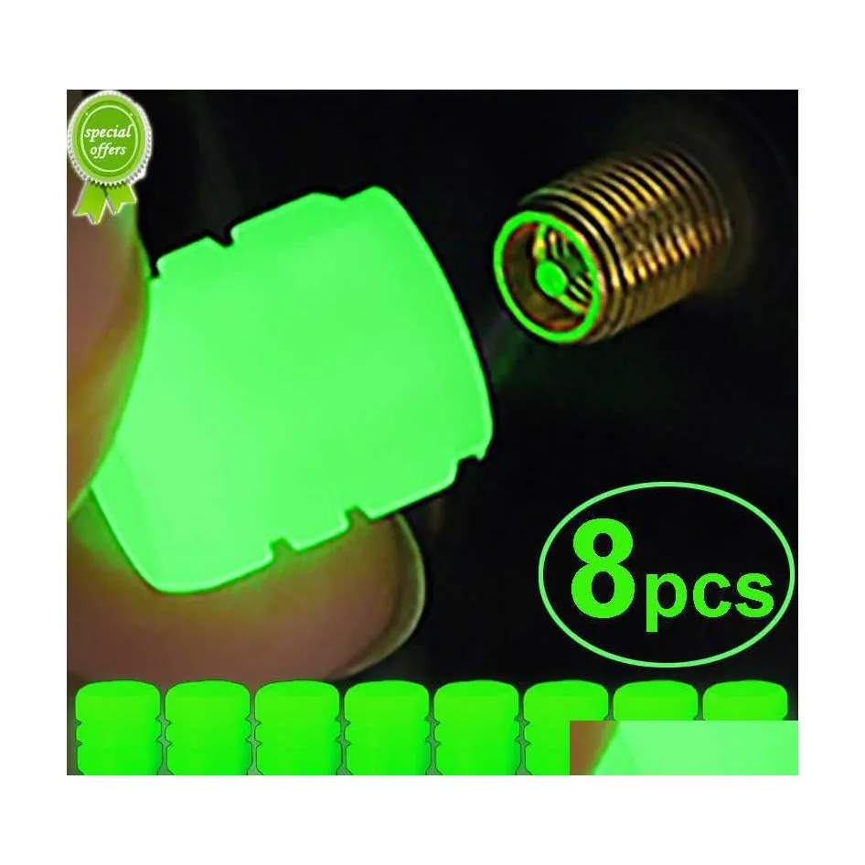 Other Auto Parts 8Pcs Car Luminous Tire Vae Caps Fluorescent Night Glowing Motorcycle Bicycle Bike Wheel Tyre Hub Stem Decor 1/ 4Pcs Dhwlx