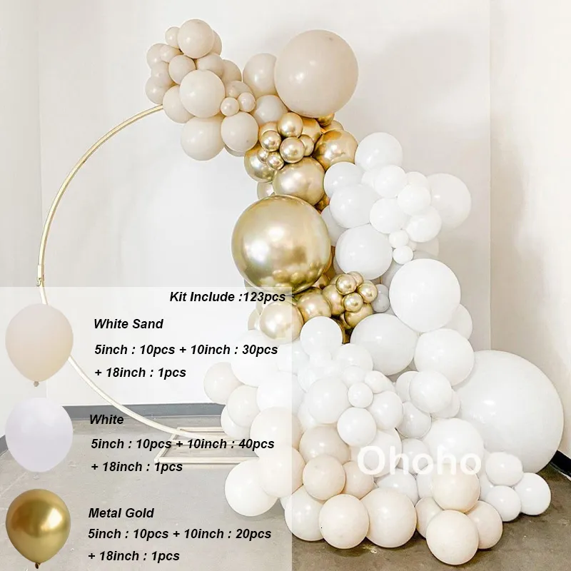 kit arco palloncini Compleanno Beige, arco per palloncini oro e bianco,  Ghirlanda Palloncino Beige per baby shower, compleanno, battesimo bimbo