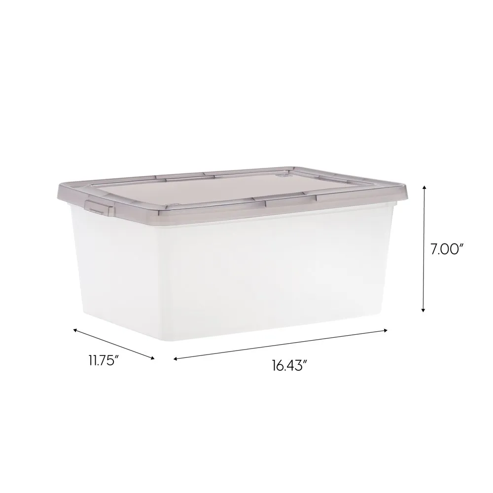 Iris USA, 17 Quart Snap Top Clear Plastic Storage Box, Gray, Set of 8