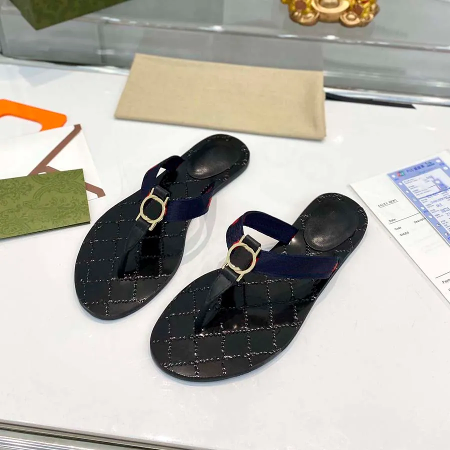 Luksusowe designerskie kapcie Herringbone Wather nosza klip bez poślizgu płaskie nowe sandały kapcie na zewnątrz skórzane metalowe sandały sandały damskie kapcie Rozmiar 35-46 +pudełko
