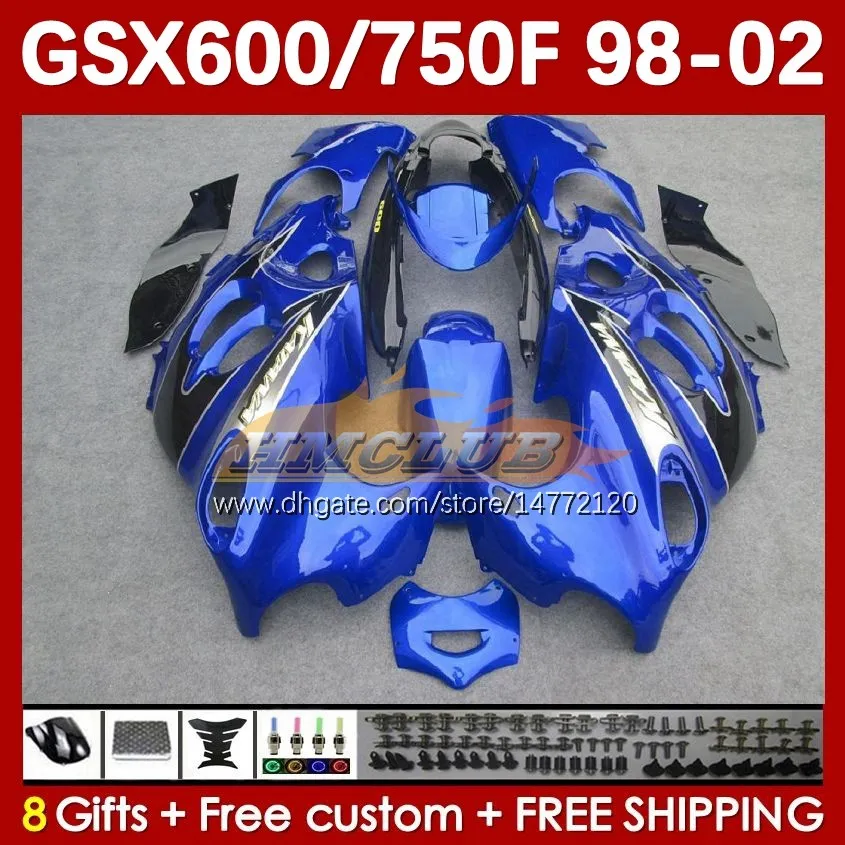 Factory Blue Body for Suzuki GSXF750 GSXF600 KATANA GSXF 600 750 CC 600CC 750CC 1998 1999 2000 2001 2002 169NO.32 GSX750F GSXF-600 GSXF-750 GSX600F 98 99 00 01 02 Fairing