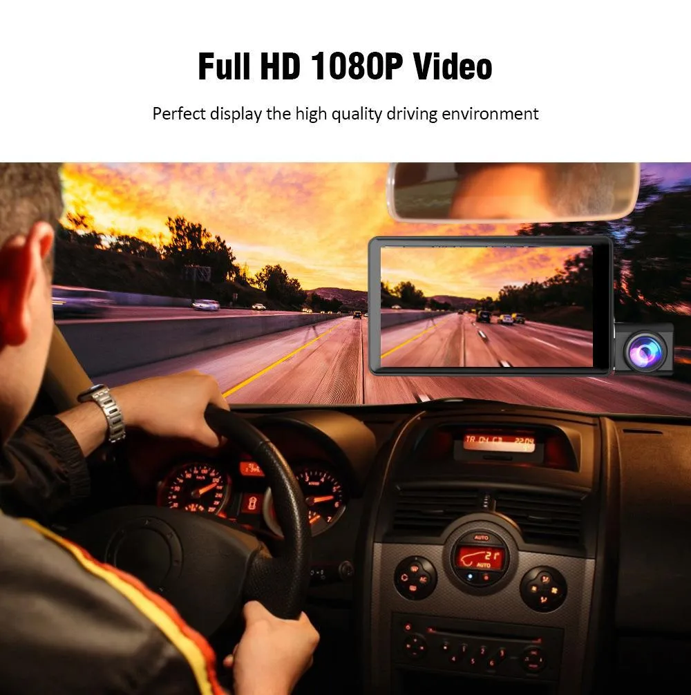 Car DVR 4.0 Inch 3 Cameras Lens Dash Camera Dual Lens With Rear View ...