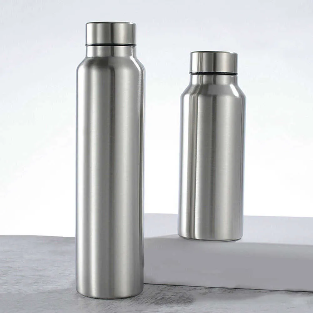 New 650ml/1000ml Stainless Steel Sport Water Bottle Single-layer Rugged Water Cup Metal Flask Drinkware Camping Sports Gym