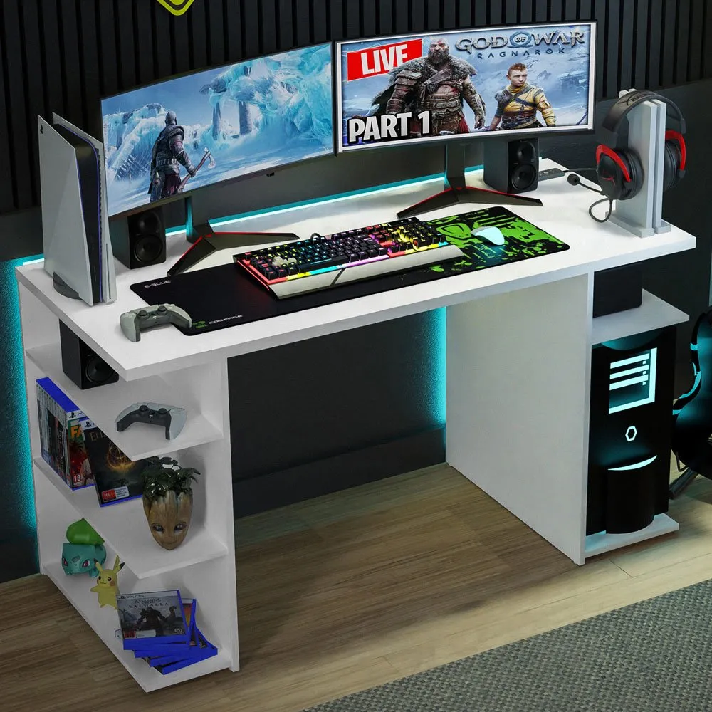 Gaming computer desk white top