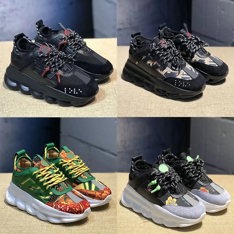 2023 Top Luxury Italy Chain Reaction Shoes Sneakers Designer Casual Shoe Reflective Höjd Triple Black White Multi-Color Suede Fashion Women Designers Trainer